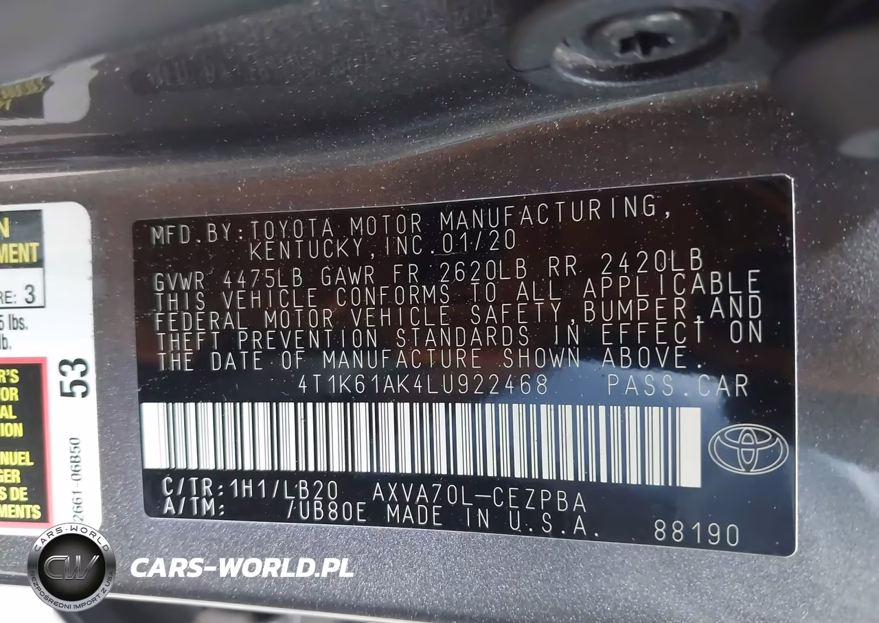 2020 Toyota Camry Xse VIN:4T1K61AK4LU922468 - 9
