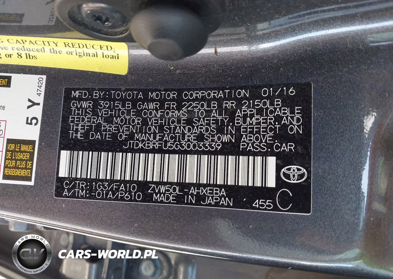 2016 Toyota Prius Two VIN:JTDKBRFU5G3003339 - 9