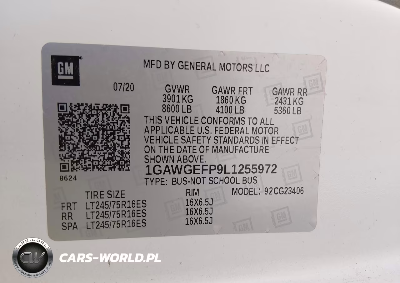2020 Chevrolet Express Passenger Rwd 2500 Regular Wheelbase Ls VIN:1GAWGEFP9L1255972 - 9