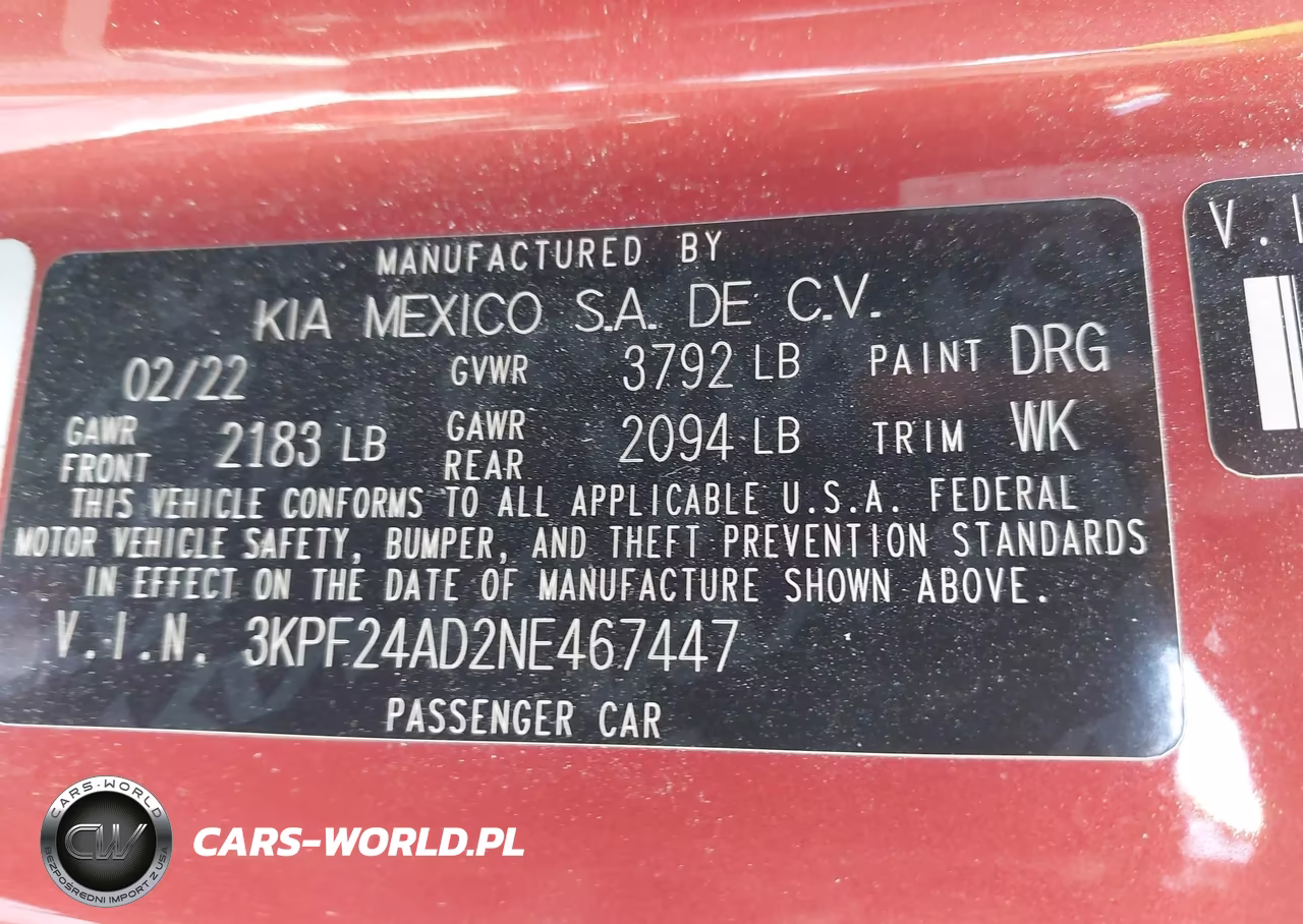 2022 Kia Forte Lxs VIN:3KPF24AD2NE467447 - 9