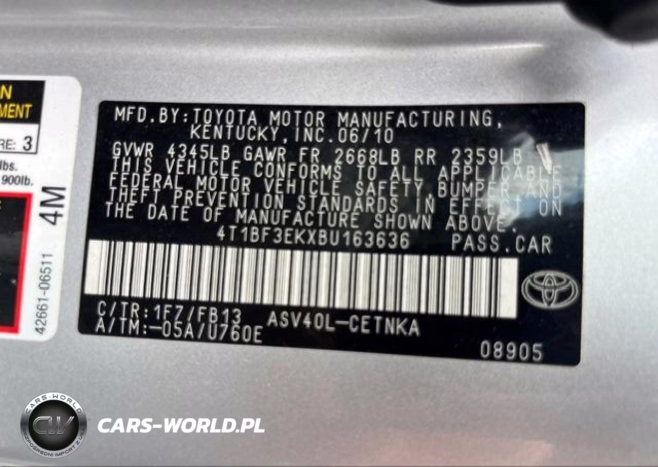 2011 Toyota Camry Le VIN:4T1BF3EKXBU163636 - 9