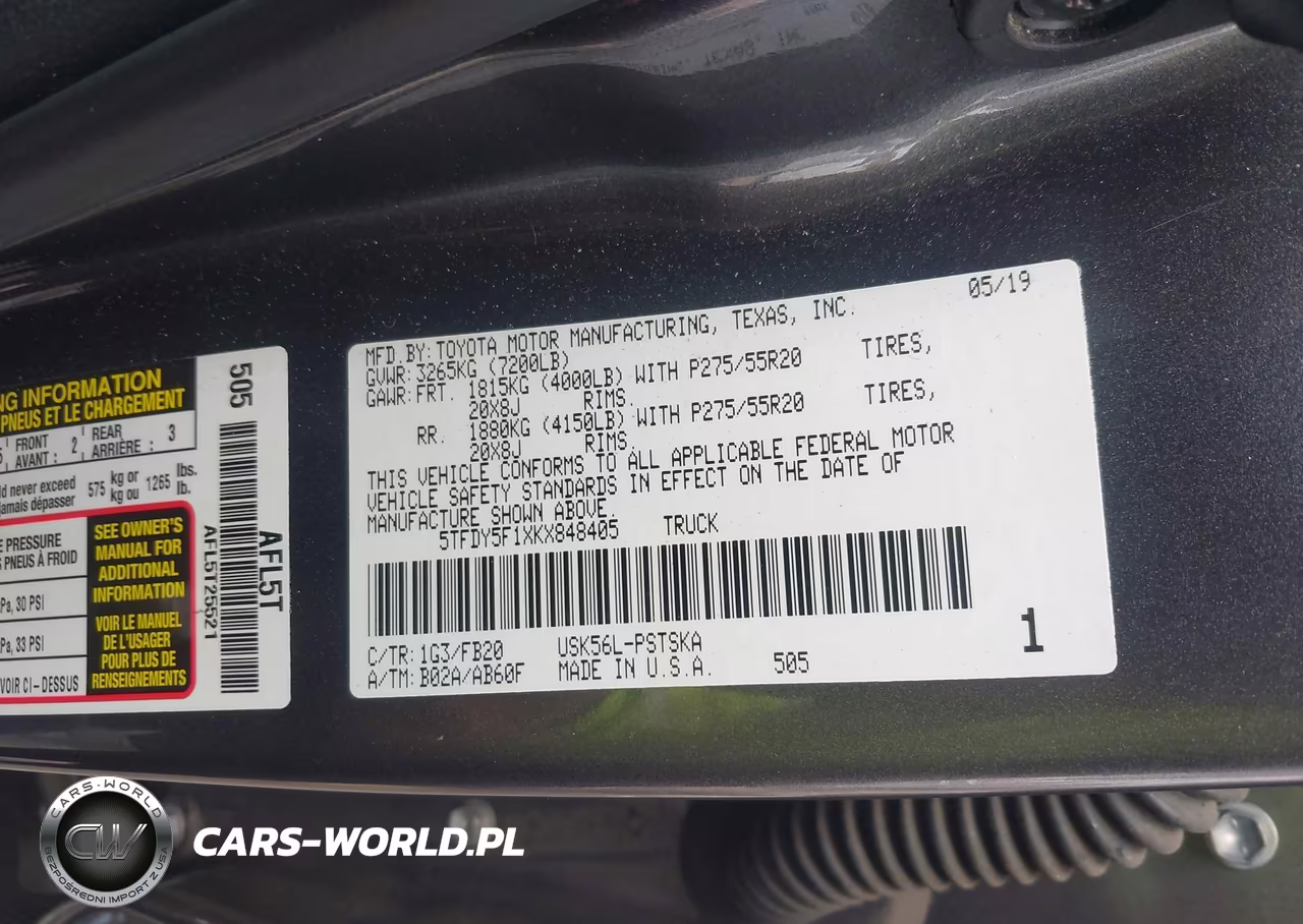 2019 Toyota Tundra Sr5 5.7L V8 VIN:5TFDY5F1XKX848405 - 9