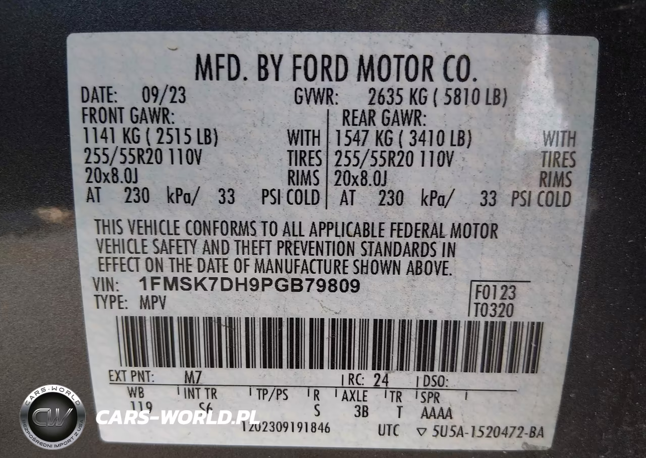 2023 Ford Explorer Xlt VIN:1FMSK7DH9PGB79809 - 9