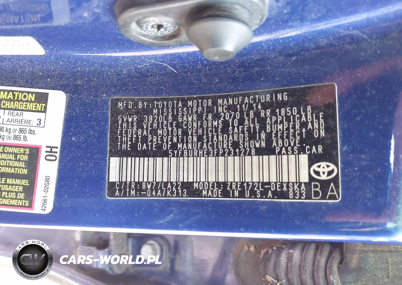 2015 Toyota Corolla S Premium VIN:5YFBURHE3FP231278 - 9
