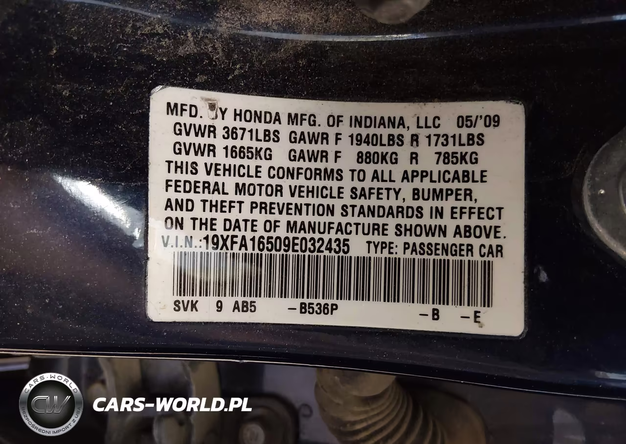 2009 Honda Civic Lx VIN:19XFA16509E032435 - 9