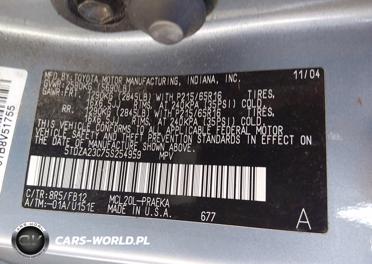 2005 Toyota Sienna Le VIN:5TDZA23C75S254959 - 9