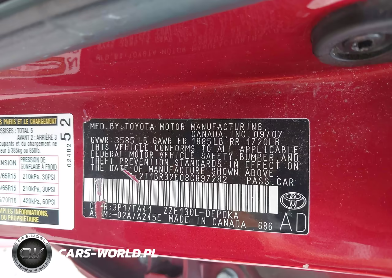 2008 Toyota Corolla Ce VIN:2T1BR32E08C897282 - 9