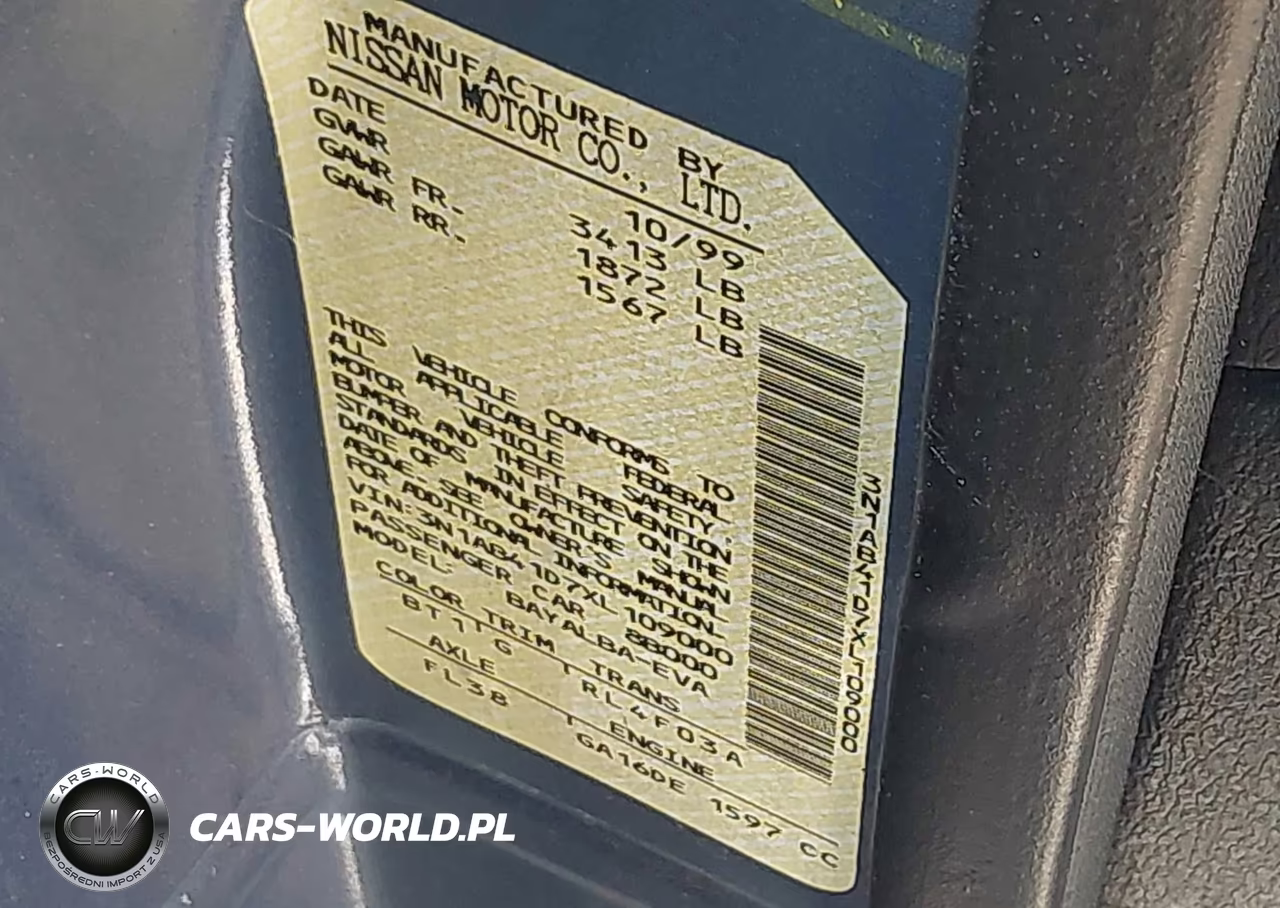 1999 Nissan Sentra Gxe-Xe VIN:3N1AB41D7XL109000 - 9