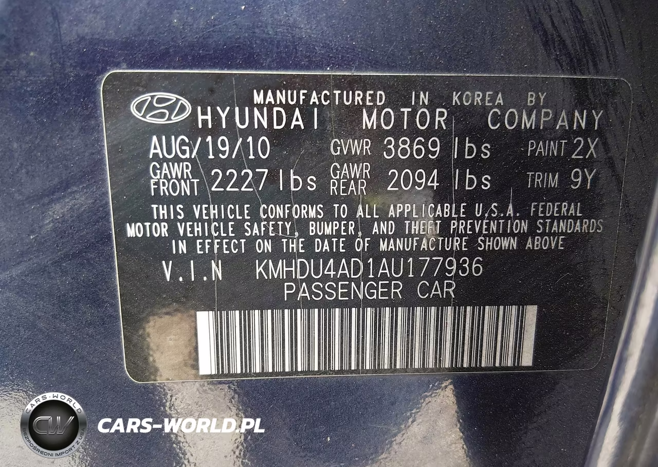 2010 Hyundai Elantra Se VIN:KMHDU4AD1AU177936 - 9