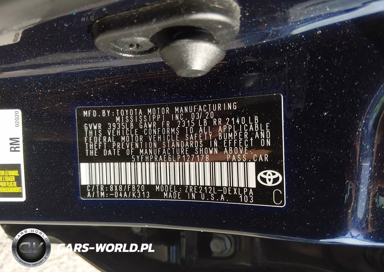 2020 Toyota Corolla Le VIN:5YFHPRAE6LP127178 - 9