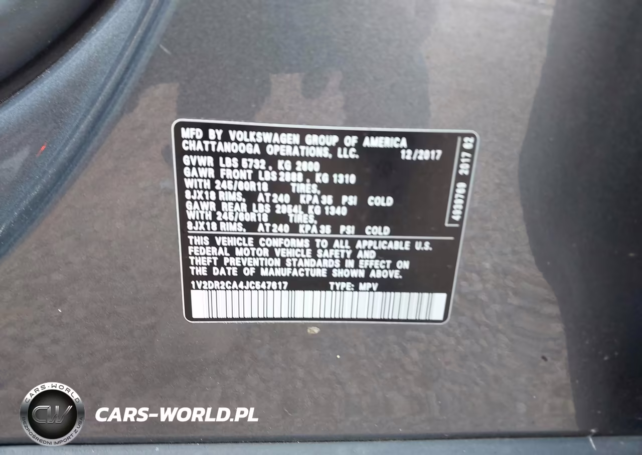 2018 Volkswagen Atlas 3.6L V6 Se-3.6L V6 Se W-Technology VIN:1V2DR2CA4JC547617 - 9