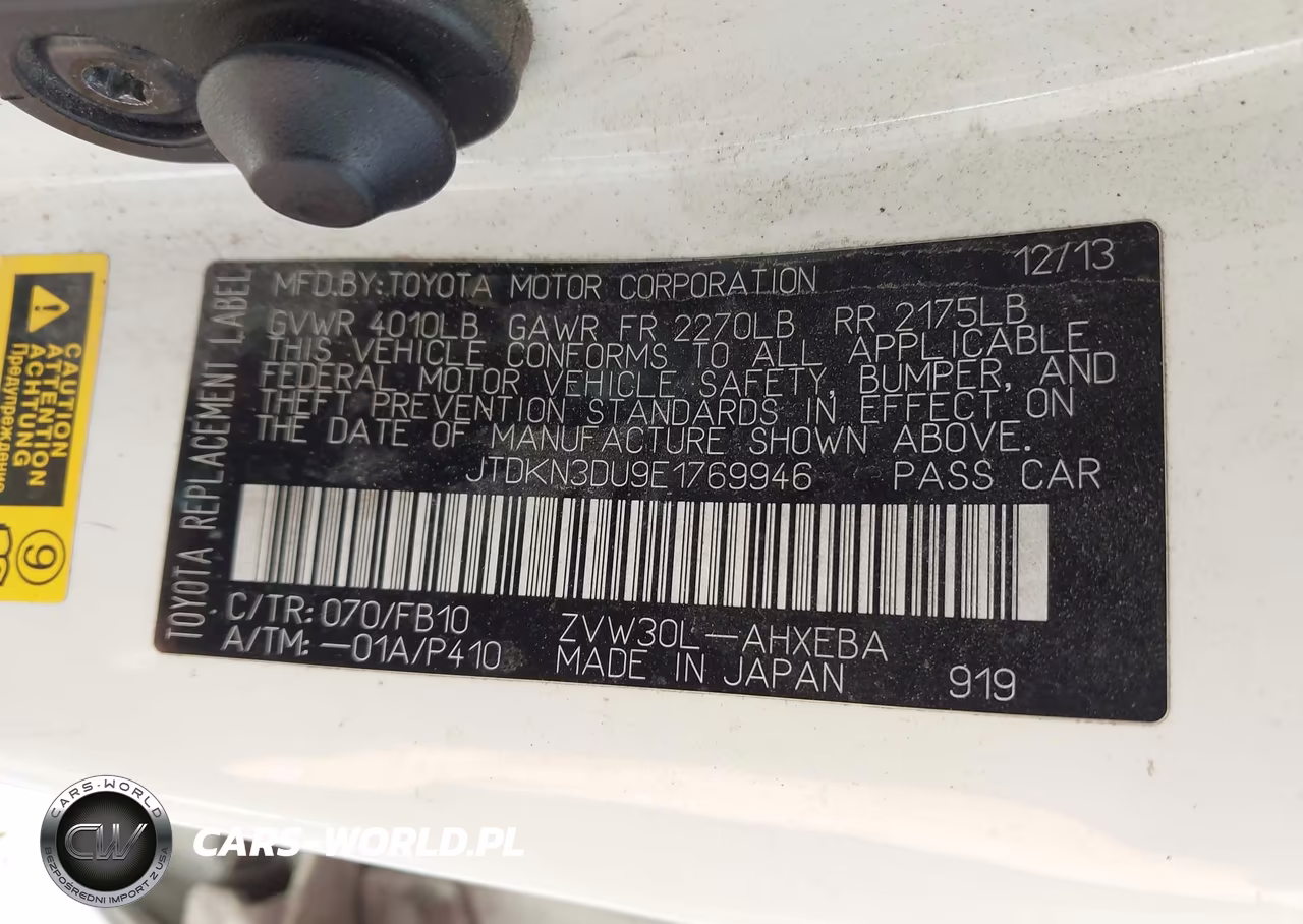 2014 Toyota Prius Two VIN:JTDKN3DU9E1769946 - 9