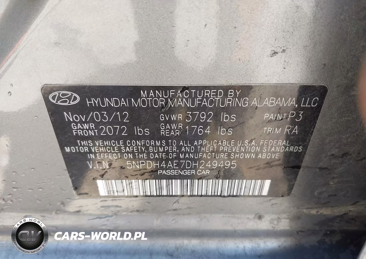 2013 Hyundai Elantra Gls VIN:5NPDH4AE7DH249495 - 9