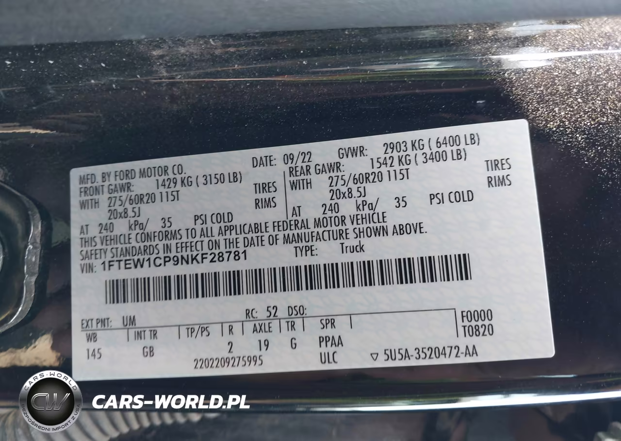 2022 Ford F-150 Xl VIN:1FTEW1CP9NKF28781 - 9