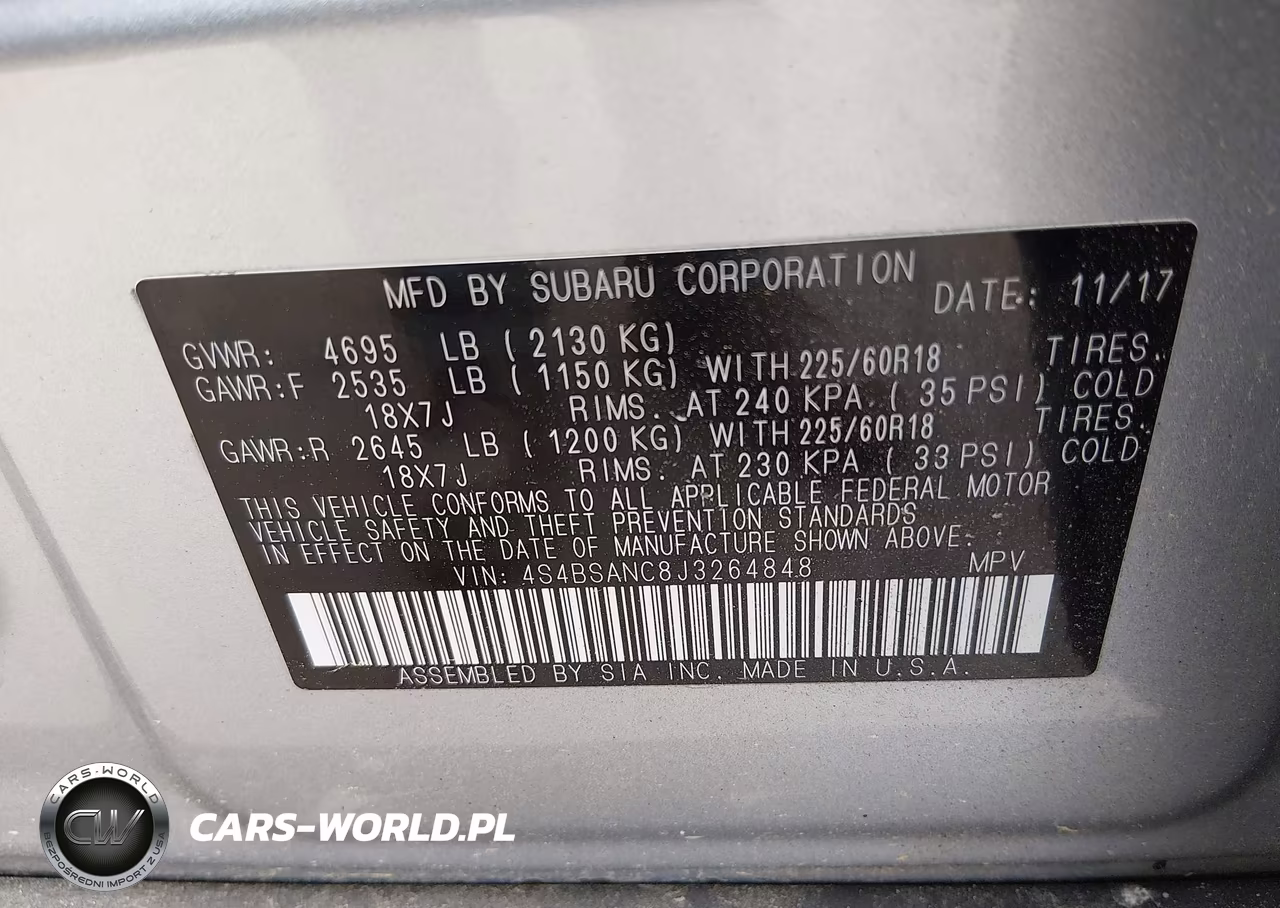 2018 Subaru Outback 2.5I Limited VIN:4S4BSANC8J3264848 - 9