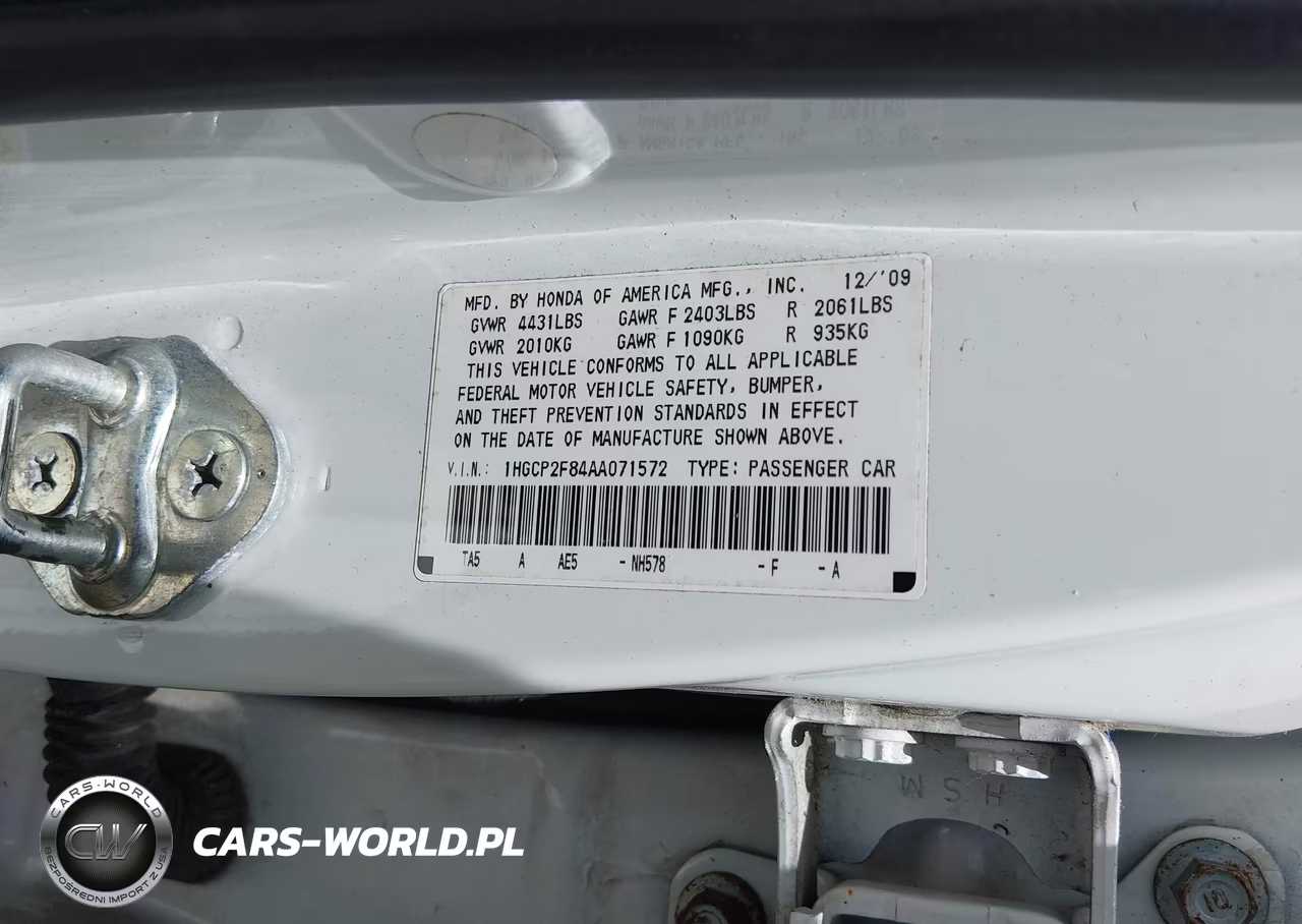 2010 Honda Accord 2.4 Ex-L VIN:1HGCP2F84AA071572 - 9