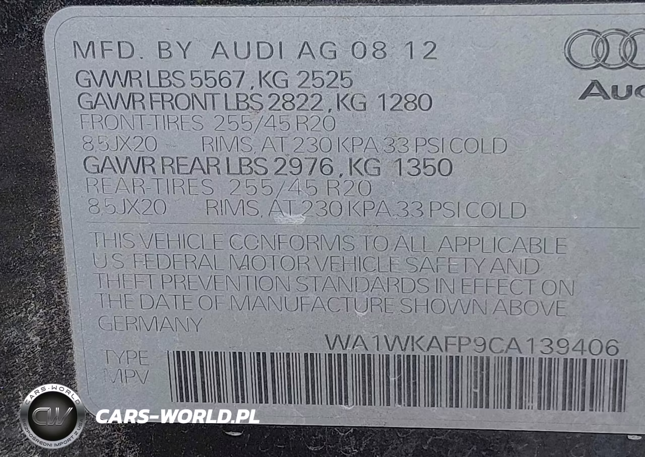 2012 Audi Q5 3.2 Premium VIN:WA1WKAFP9CA139406 - 9