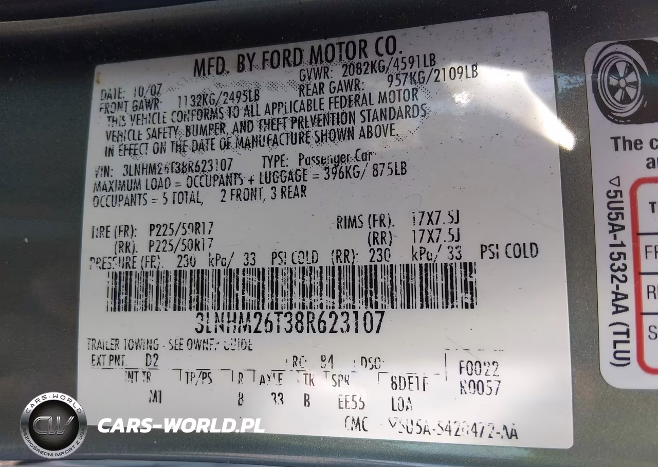 2008 Lincoln Mkz VIN:3LNHM26T38R623107 - 9