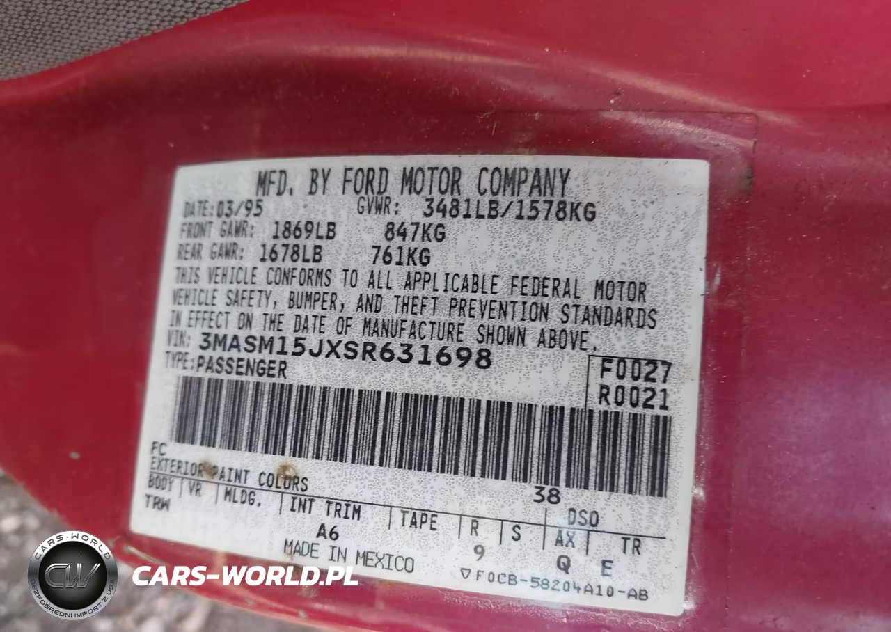1995 Mercury Tracer Trio VIN:3MASM15JXSR631698 - 9
