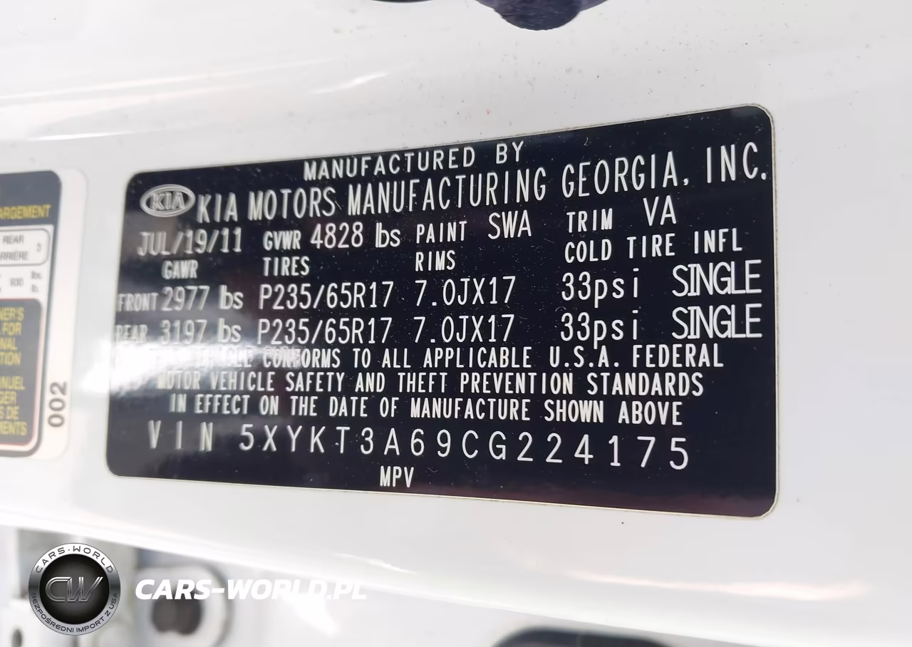 2012 Kia Sorento Lx VIN:5XYKT3A69CG224175 - 9