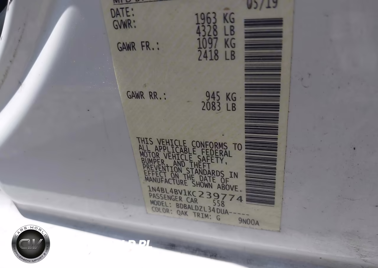 2019 Nissan Altima 2.5 S VIN:1N4BL4BV1KC239774 - 9