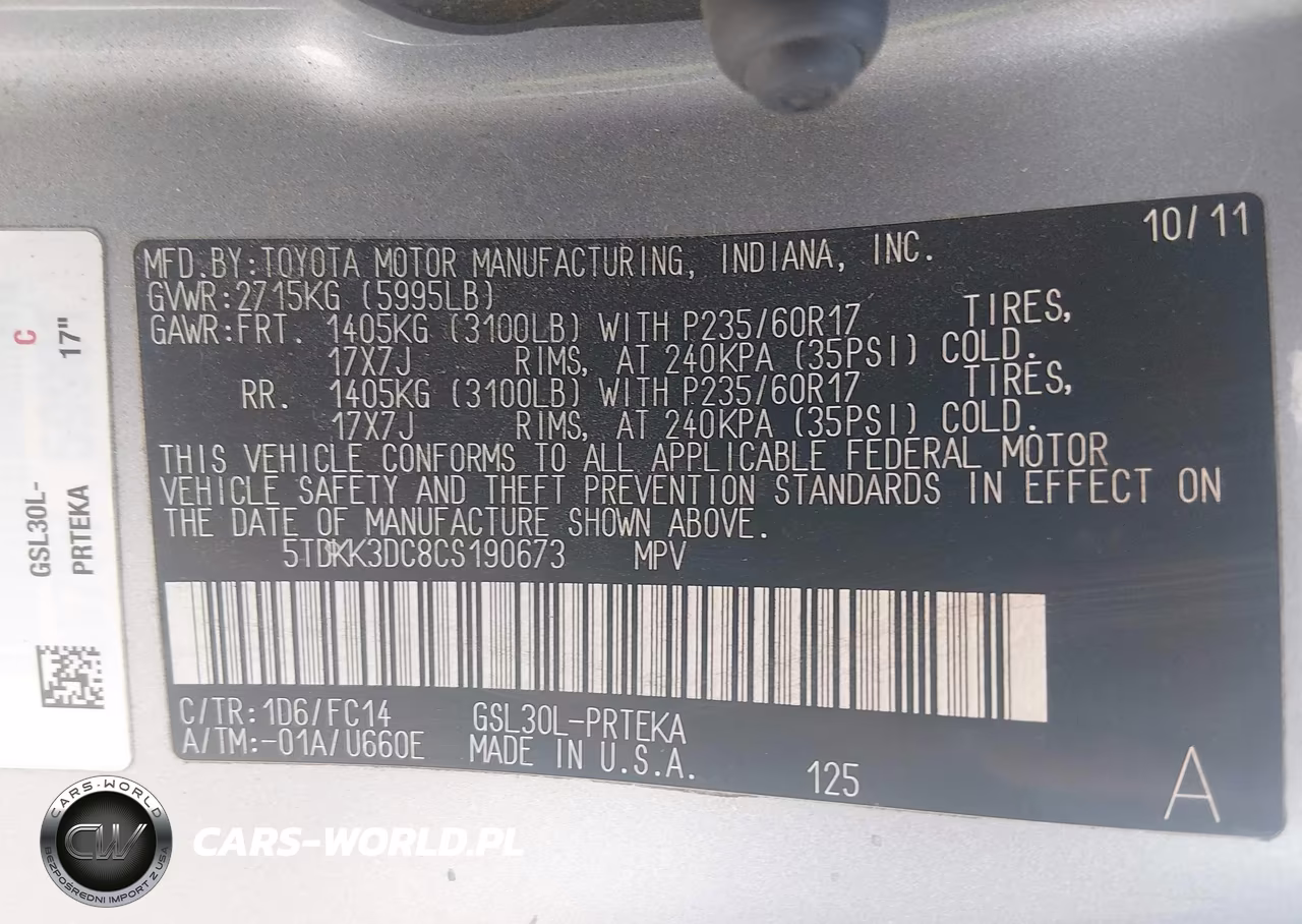 2012 Toyota Sienna Le V6 8 Passenger VIN:5TDKK3DC8CS190673 - 9