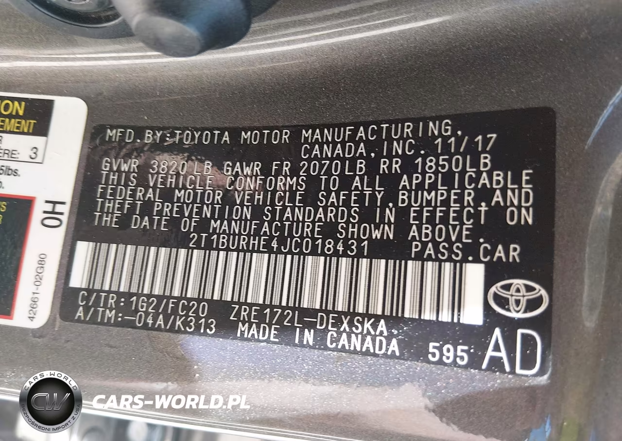 2018 Toyota Corolla Se VIN:2T1BURHE4JC018431 - 9
