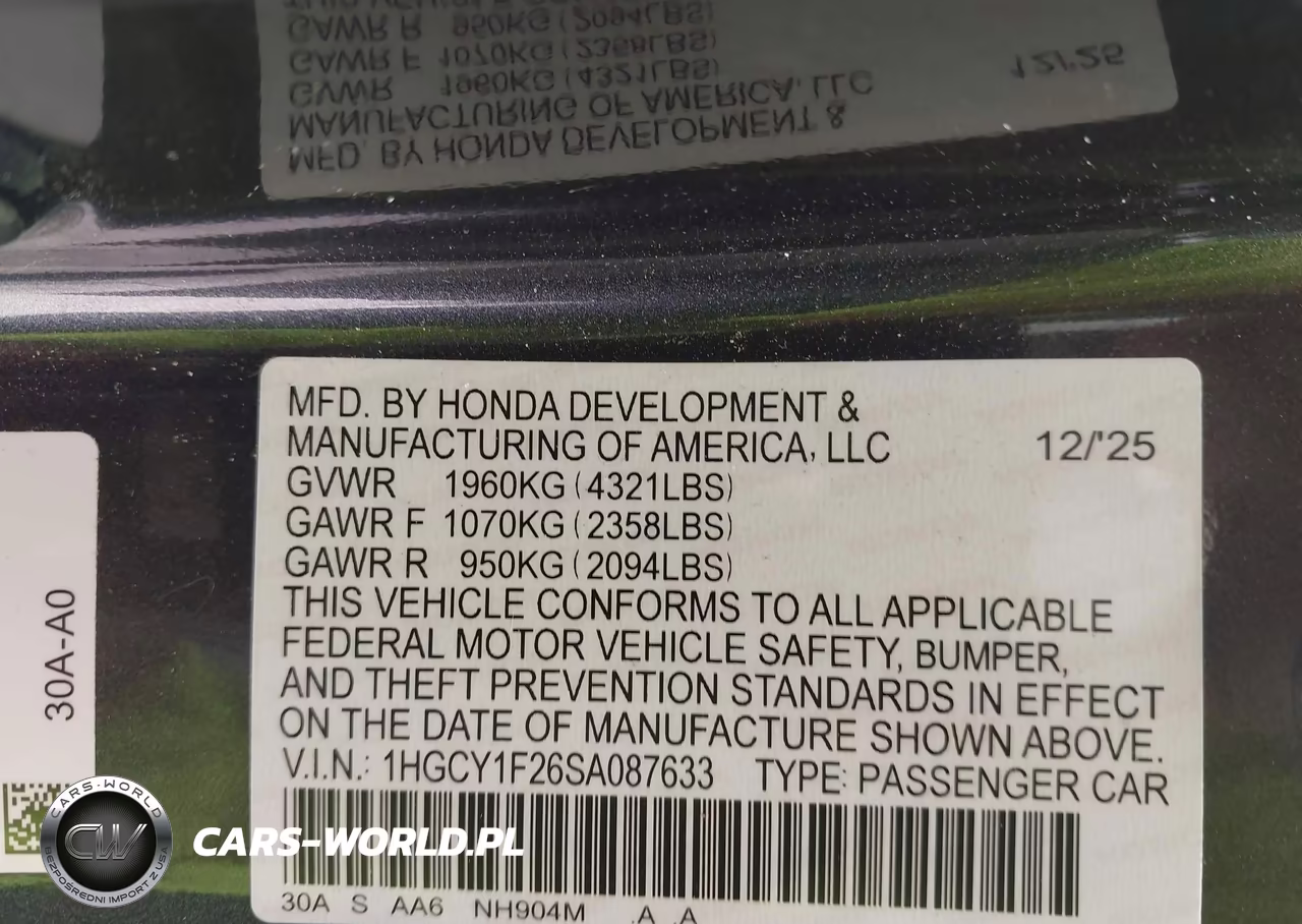 2025 Honda Accord Lx VIN:1HGCY1F26SA087633 - 9