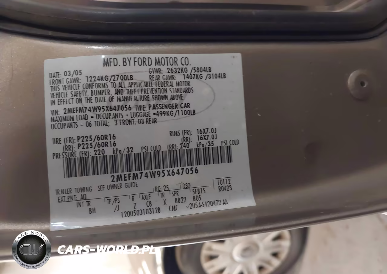 2005 Mercury Grand Marquis Gs VIN:2MEFM74W95X647056 - 9