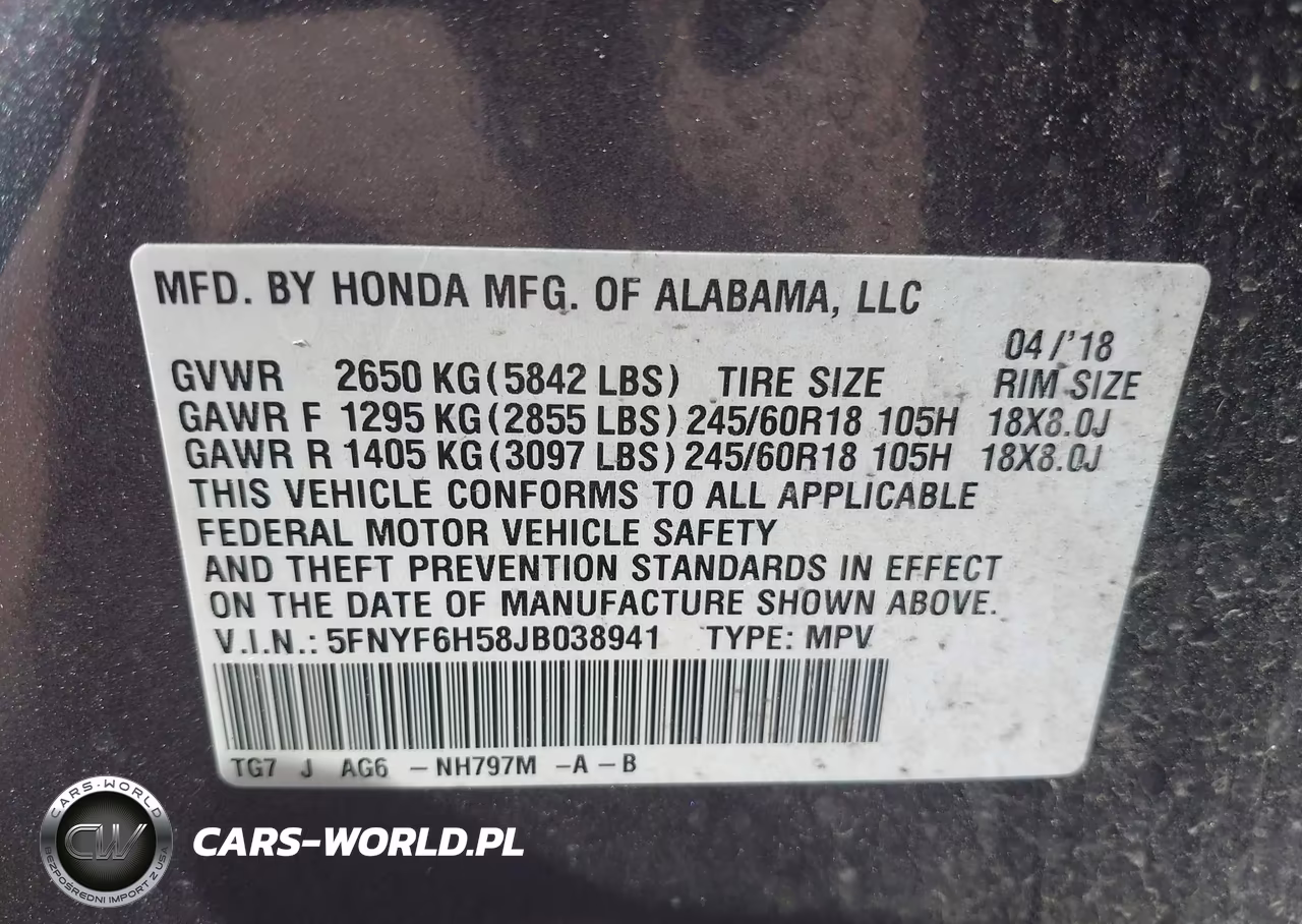 2018 Honda Pilot Ex-L VIN:5FNYF6H58JB038941 - 9