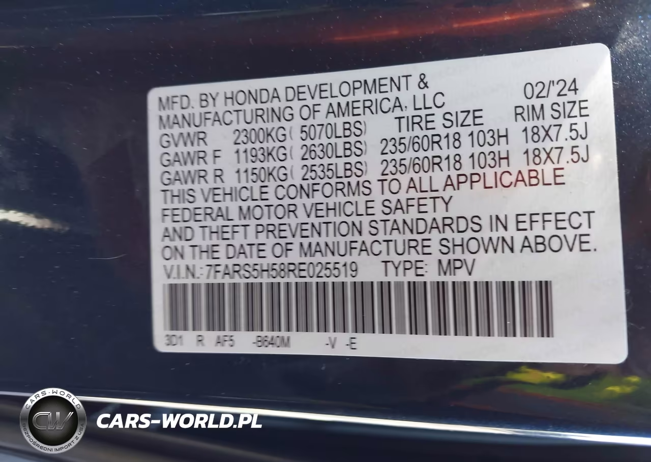 2024 Honda Cr-V Hybrid Sport VIN:7FARS5H58RE025519 - 9