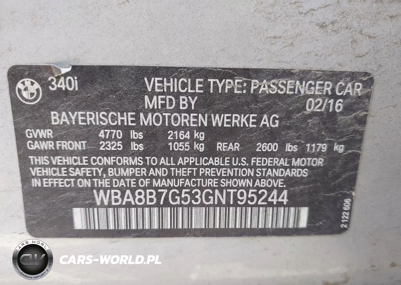 2016 BMW 340I xDrive VIN:WBA8B7G53GNT95244 - 9