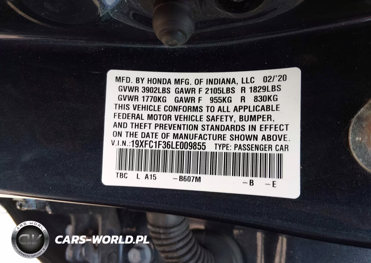 2020 Honda Civic Ex VIN:19XFC1F36LE009855 - 9
