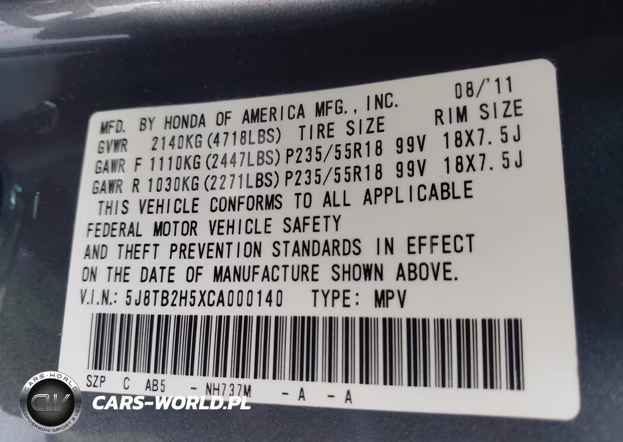 2012 Acura Rdx VIN:5J8TB2H5XCA000140 - 9
