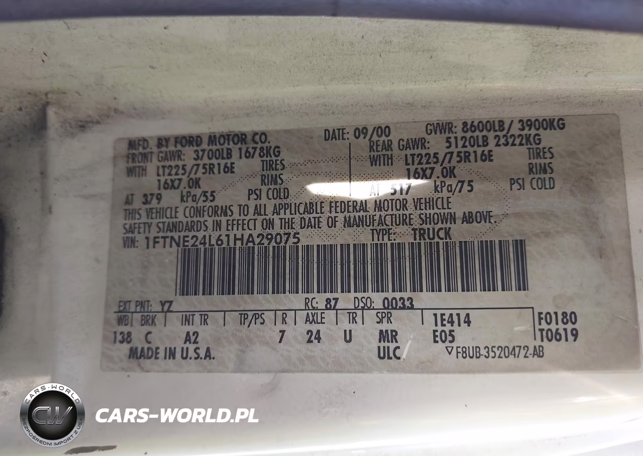 2001 Ford E-250 VIN:1FTNE24L61HA29075 - 9