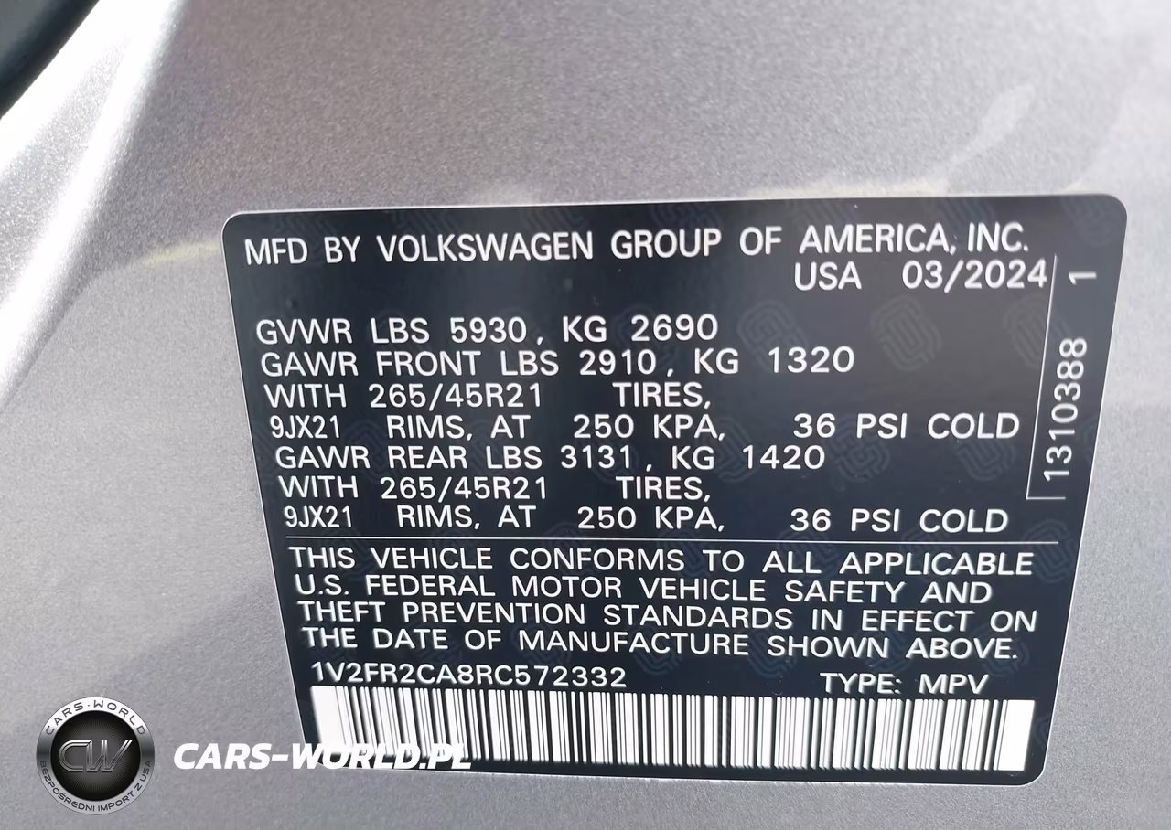 2024 Volkswagen Atlas 2.0T Sel Premium R-Line VIN:1V2FR2CA8RC572332 - 9