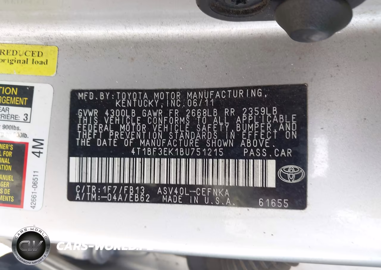 2011 Toyota Camry VIN:4T1BF3EK1BU751215 - 9