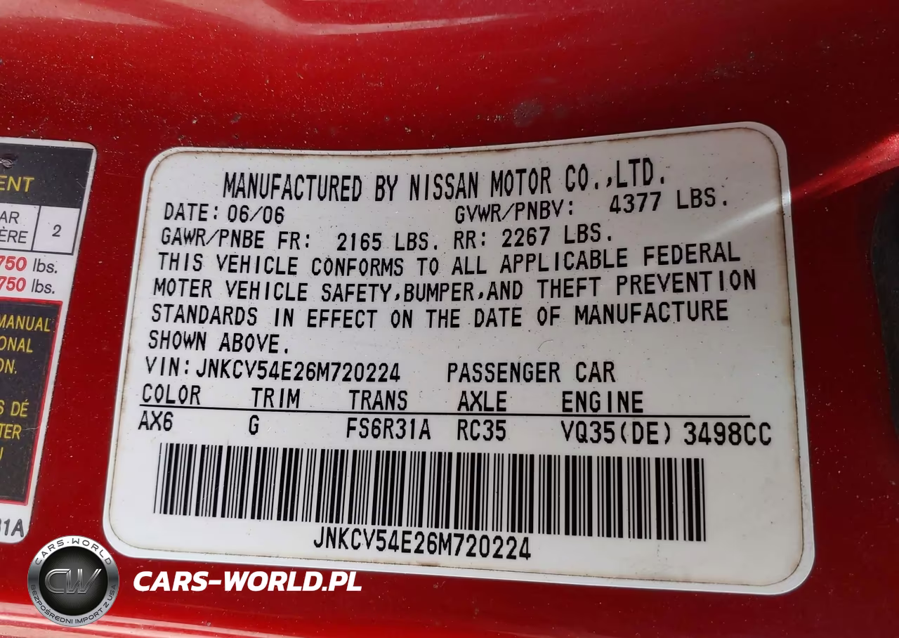 2006 Infiniti G35 VIN:JNKCV54E26M720224 - 9