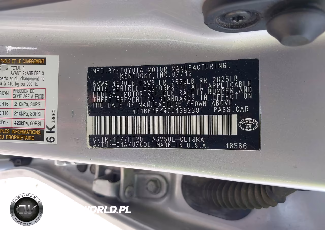 2012 Toyota Camry Se VIN:4T1BF1FK4CU139238 - 9