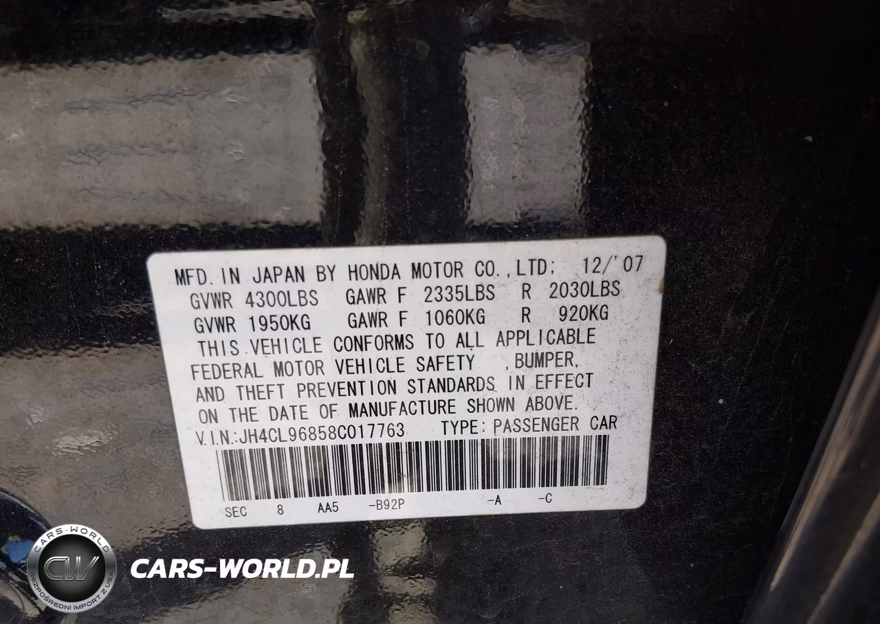 2008 Acura Tsx VIN:JH4CL96858C017763 - 9