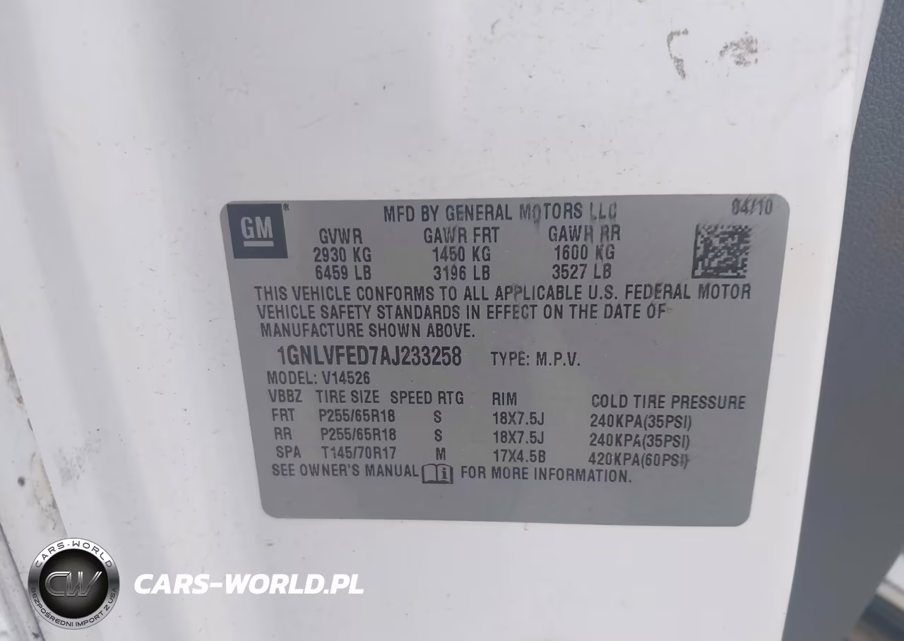 2010 Chevrolet Traverse Lt VIN:1GNLVFED7AJ233258 - 9