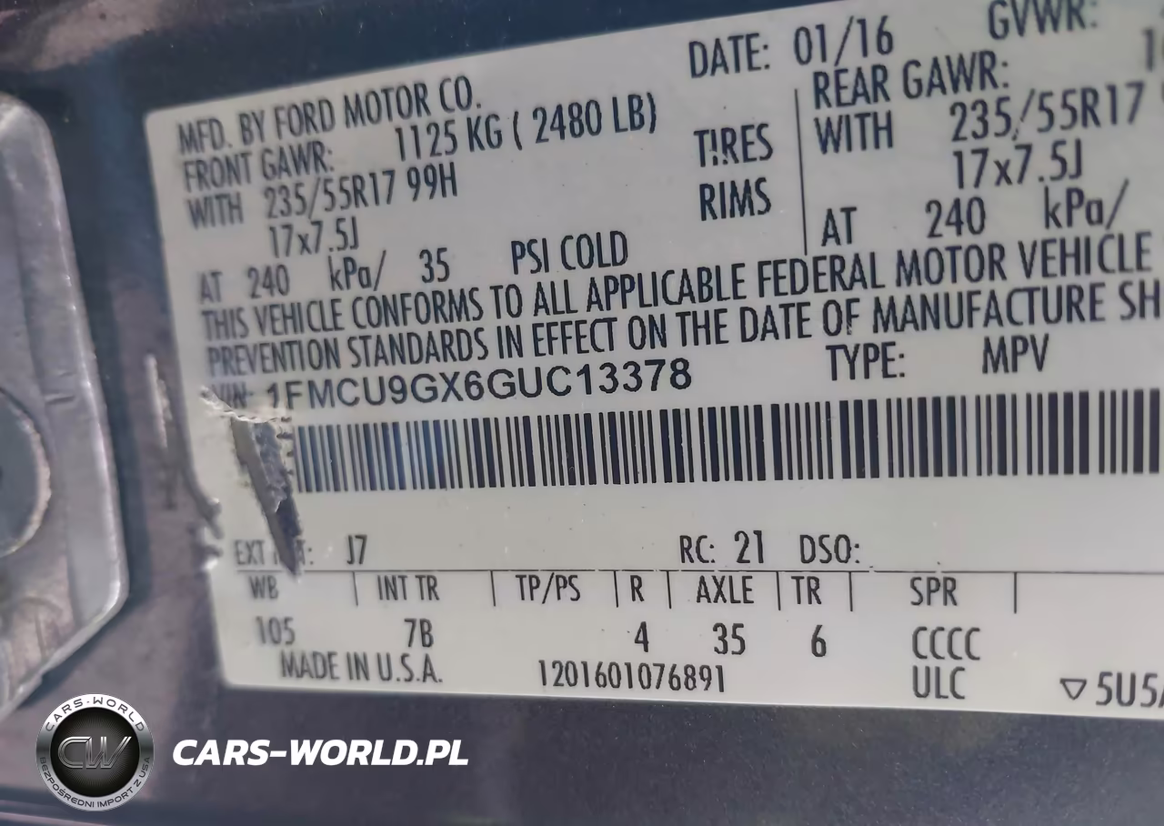 2016 Ford Escape Se VIN:1FMCU9GX6GUC13378 - 9