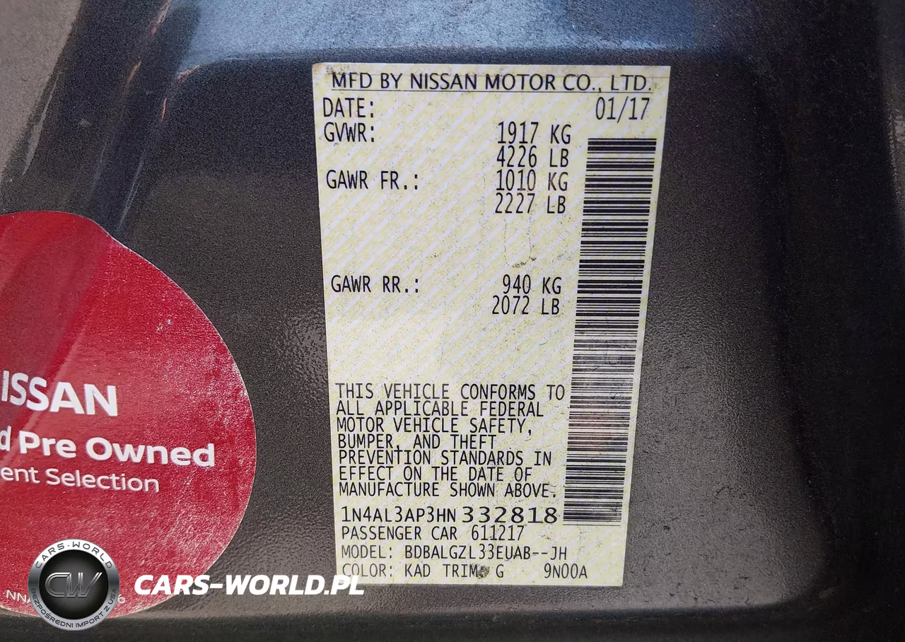 2017 Nissan Altima 2.5 S VIN:1N4AL3AP3HN332818 - 9