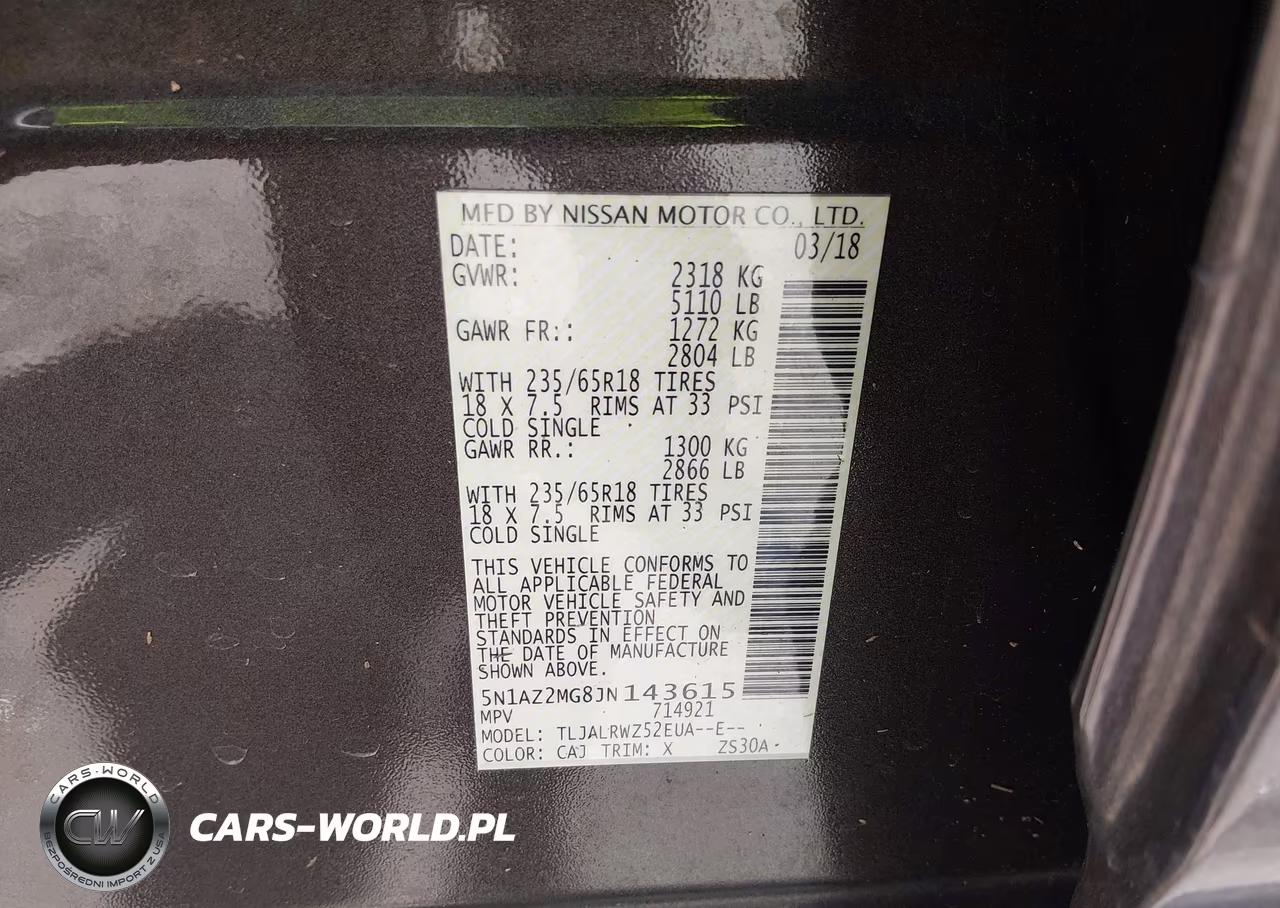 2018 Nissan Murano Sl VIN:5N1AZ2MG8JN143615 - 9