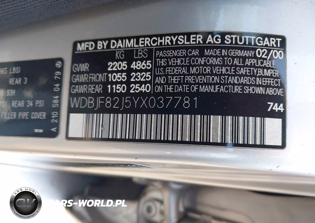 2000 Mercedes-Benz E 320 4M VIN:WDBJF82J5YX037781 - 9