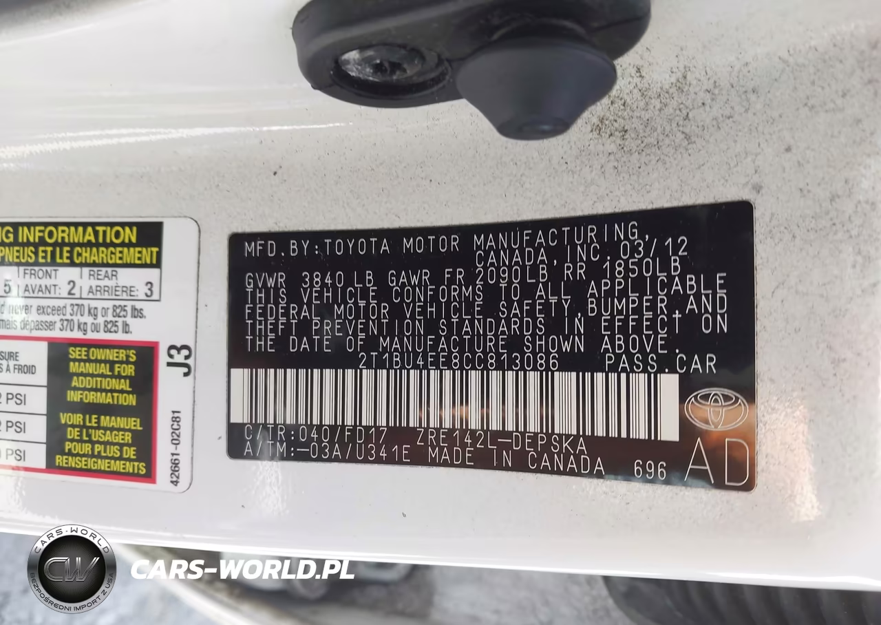 2012 Toyota Corolla S VIN:2T1BU4EE8CC813086 - 9