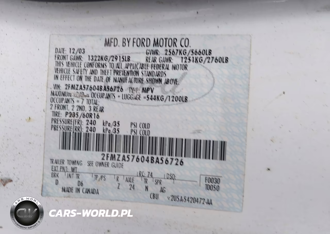 2004 Ford Freestar Ses VIN:2FMZA57604BA56726 - 9