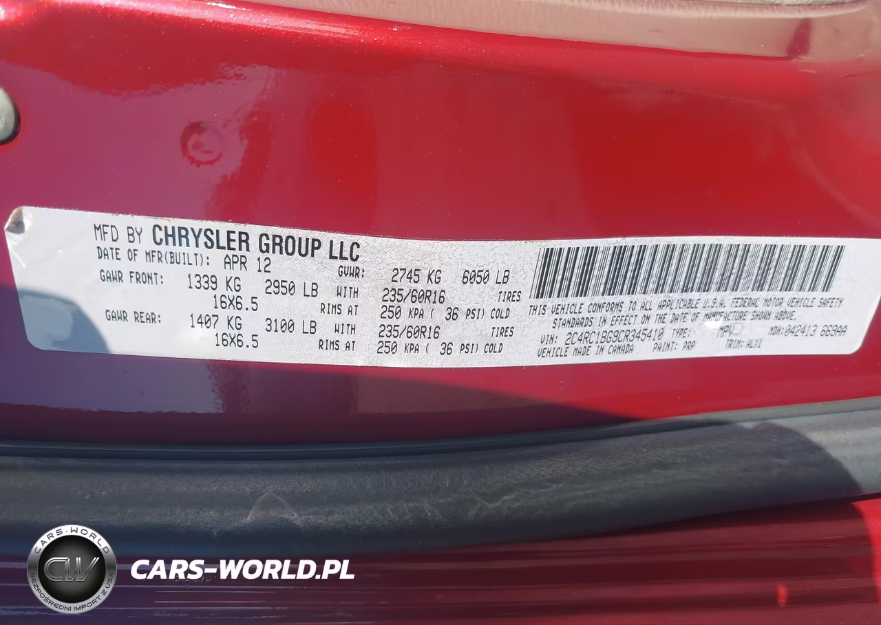 2012 Chrysler Town & Country Touring VIN:2C4RC1BG9CR345410 - 9