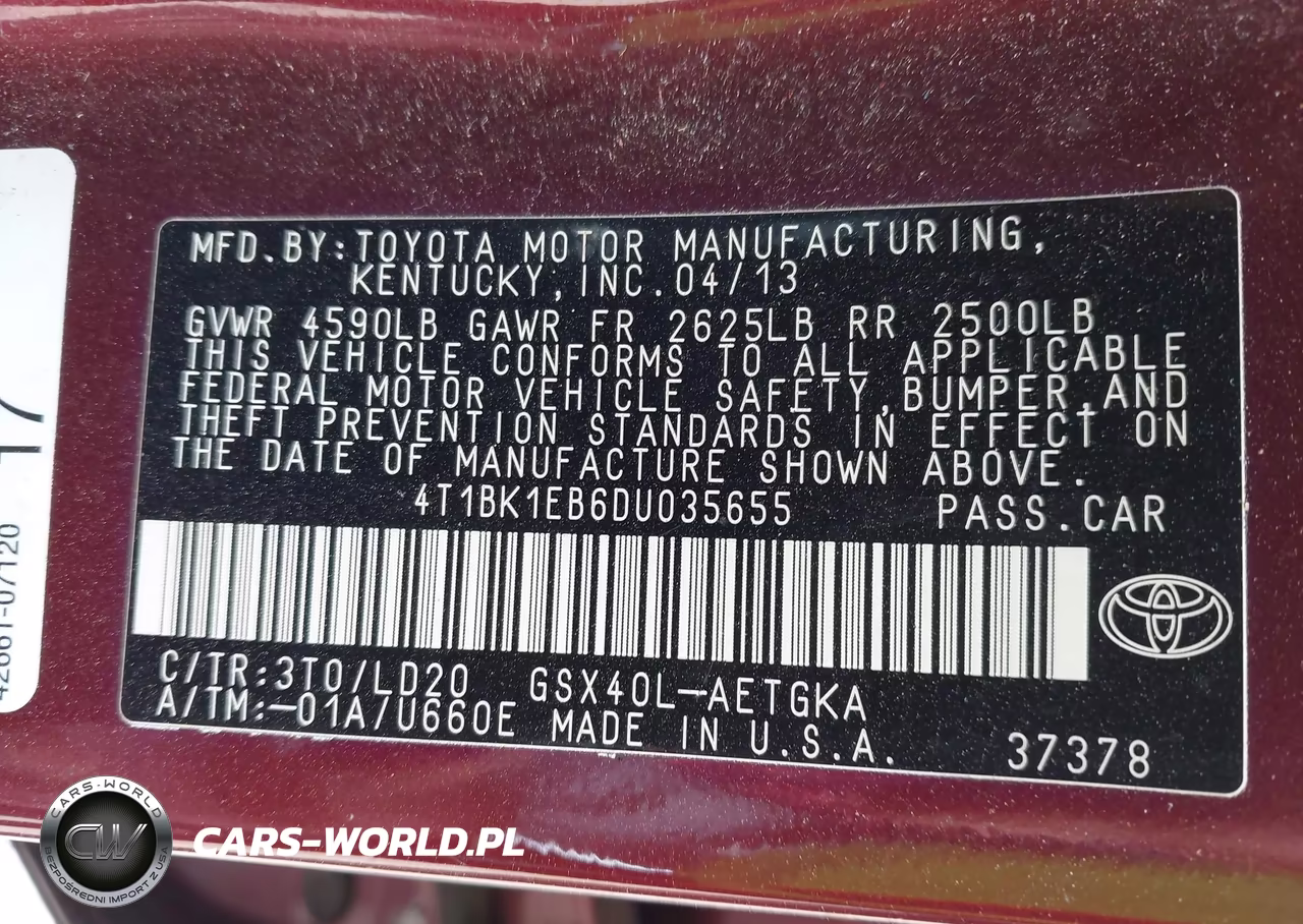 2013 Toyota Avalon Xle VIN:4T1BK1EB6DU035655 - 9