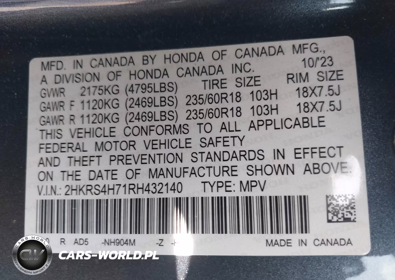 2024 Honda Cr-V Ex-L Awd VIN:2HKRS4H71RH432140 - 9
